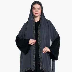 Shumookh Duja Lail Handcrafted Sheila – grey Elegance