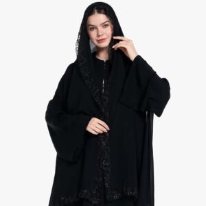 Shumookh Duja Lail embroided Sheila – black Elegance