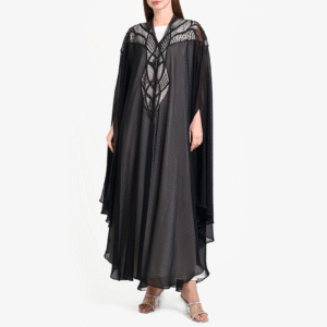 Shumookh Wedding Abaya – Abstract Elegance in Chiffon
