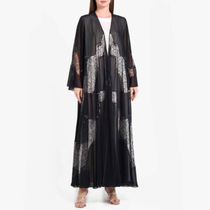 Shumookh Wedding Abaya – Chiffon & Dantel with Abstract Detailing