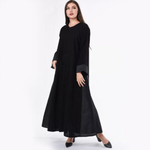 Shumookh Black Crepe Abaya with Sheila