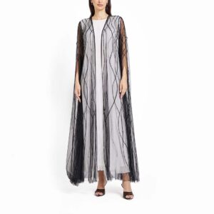 Shumookh Wedding Abaya – Hand Embroidered Chiffon Elegance