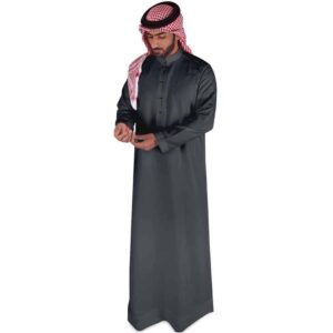 Bahraini Dark Grey Kandura by Shumookh – Understated Elegance with a Distinct Identity