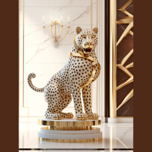 Shumookh Crystal-Inspired Panther Sculpture – Epoxy & Glass Masterpiece