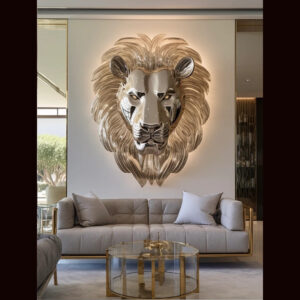 Crystal Lion 2 Handcrafted Resin    Fiberglass Luxury Sculpture