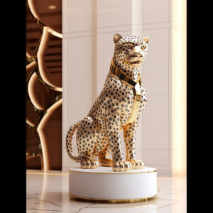 Shumookh Panther Elegant B – Handcrafted Gold-Plated Fiberglass Sculpture