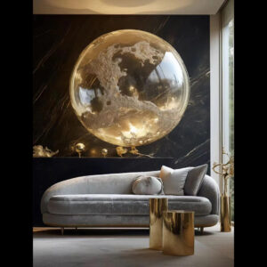 Shumookh Crystal Moon – Handcrafted Marble & Resin Luxury Sculpture