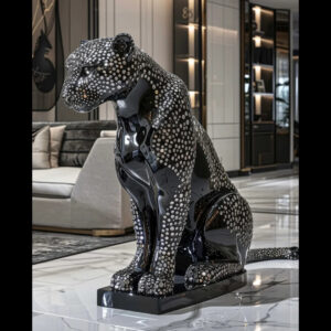 Shumookh Swarovski Effect Diamond Leopard – Luxury Crystal Art Sculpture