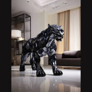 Shumookh Blackish Leopard Sculpture – Crystal-Inspired Power & Elegance